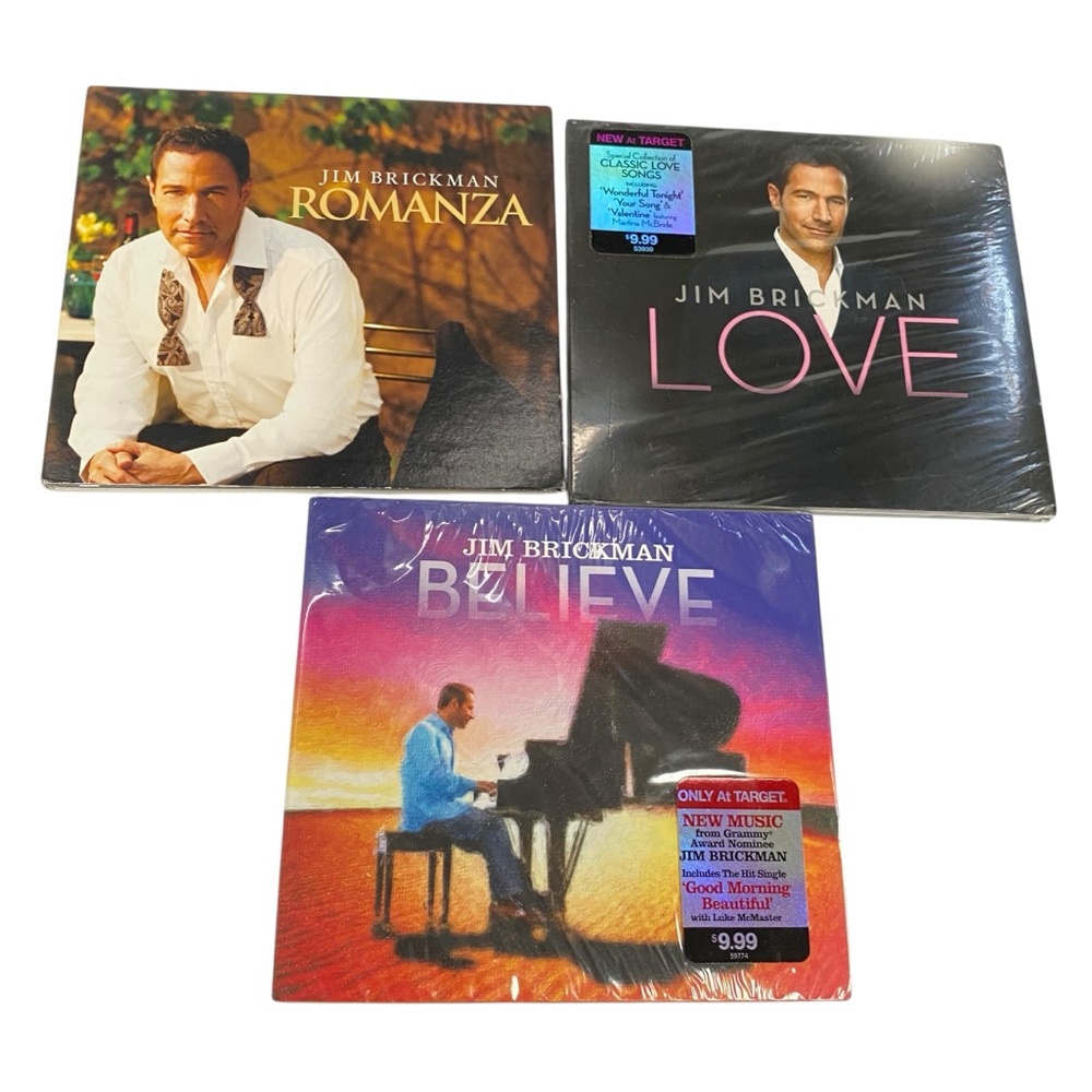 Lot of 3 Jim Brickman Albums CD Believe Love Romanza - two are NEW